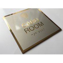 Placa de ouro em aço inoxidável Sinal com cartão braille